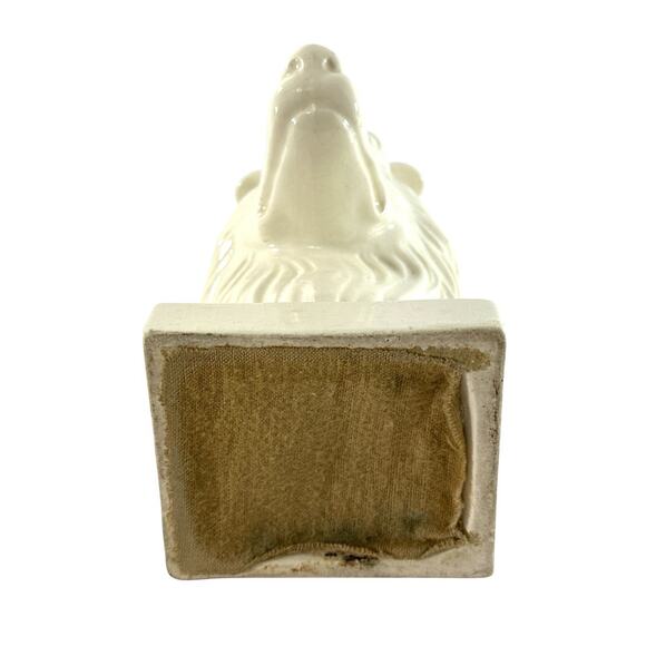 mid-century vintage all white ceramic statue, large figurine  Vintage Collie Dog Head Bookend White Ceramic Porcelain Lassie Style Heavy 6”